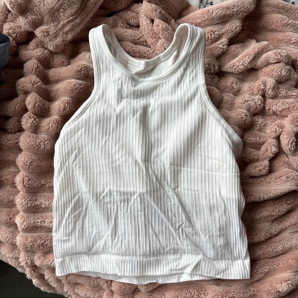 Lululemon Athletica White Ribbed Tank Top